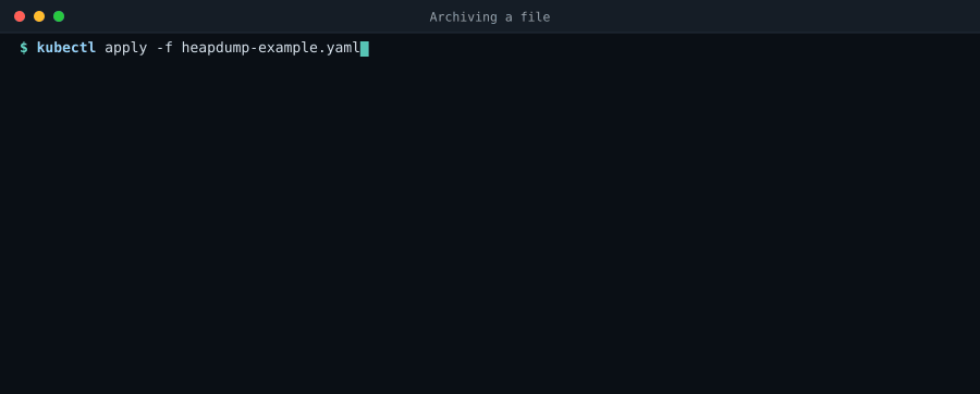 Terminal recording: a pod writes a 4 MiB heapdump into its CSI volume; the driver log shows the file going quiescent and being uploaded; aws s3 ls lists the finished object under heapdumps/default/heapdump-example/ in the bucket.